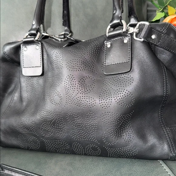 Orla Kiely Black Leather Duffel Bag - Picture 4 of 17